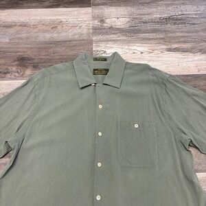 Orvis Signature Collection Green Mens XL Silk Minimalist Button‎ Up Cruise Shirt